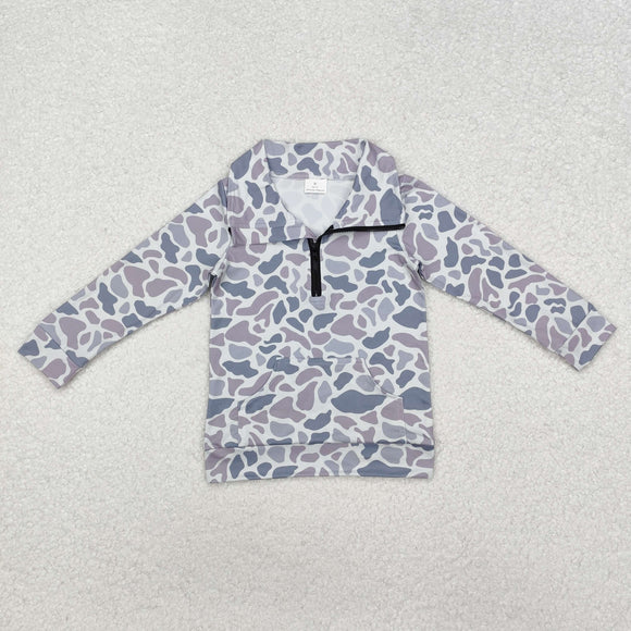 Camo Gray Polo Mommy & Me Boys Long Sleeve Top