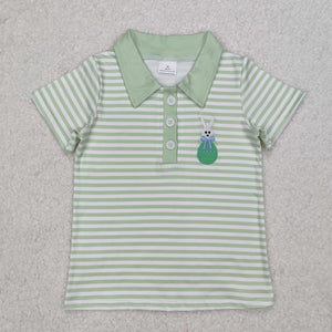 Bunny Green Stripe Boys Easter Top