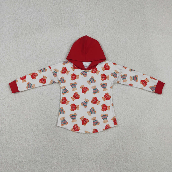 Bear Red White Hoodie Boys Christmas Top
