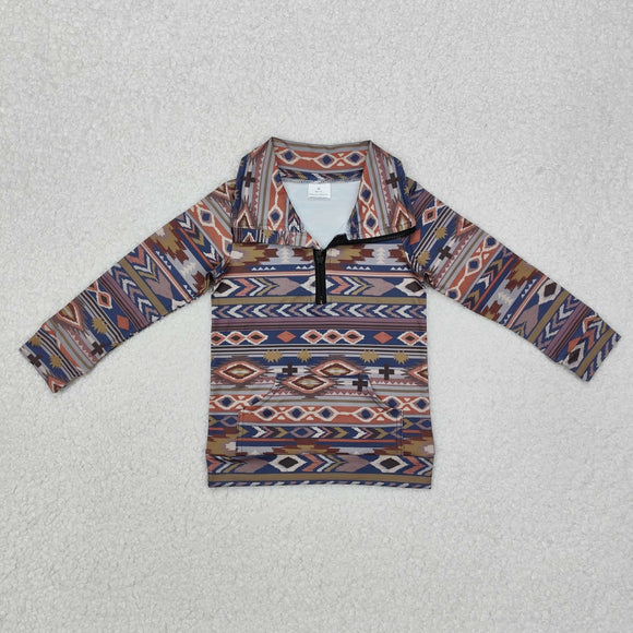 Aztec Polo Boys Long Sleeve Top