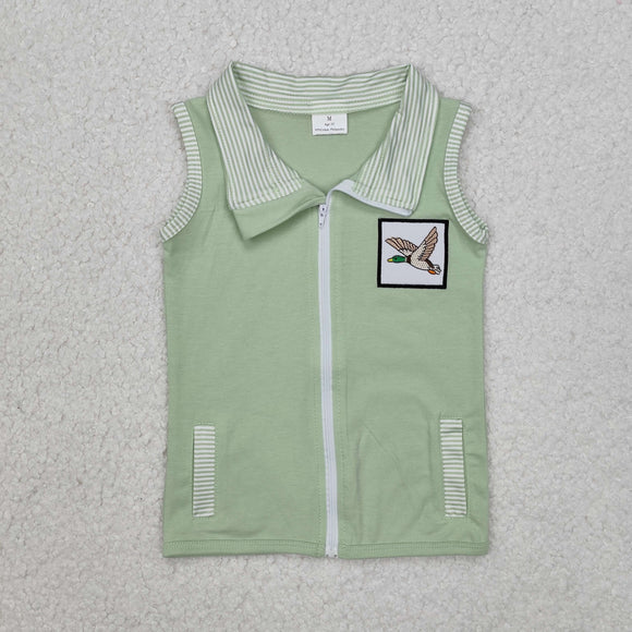 Duck Stripe Green Waistcoat Boys Sleeveless Top