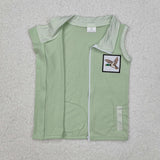 Duck Stripe Green Waistcoat Boys Sleeveless Top