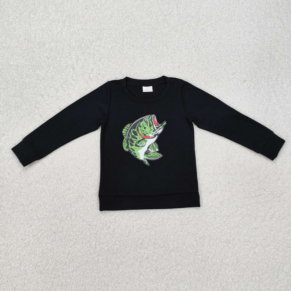 Fish Black Boys Long Sleeve Top