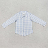 Sky Blue Plaid Polo Boys Easter Top