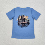 Dog Boat Blue Boys Short Sleeve Top