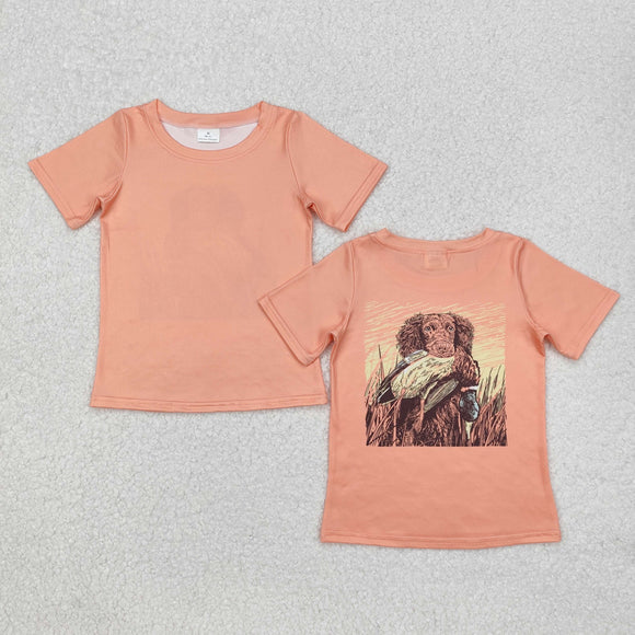 Dog Duck Orange Boys Short Sleeve Top