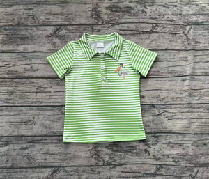 Pre-sale Bird Green Stripe Boys Mardi Gras Top