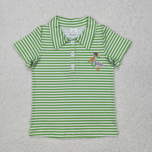 Bird Green Stripe Boys Mardi Gras Top