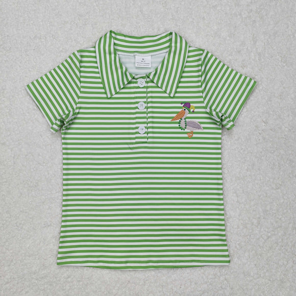 Bird Green Stripe Boys Mardi Gras Top