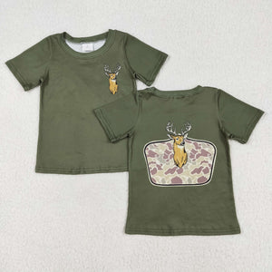 Camo Deer Green Boys Short Sleeve Top