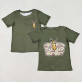 Camo Deer Green Boys Short Sleeve Top