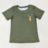 Camo Deer Green Boys Short Sleeve Top