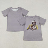 Dog Cap Gray Boys Short Sleeve Top