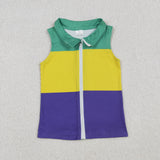 Green Yellow Purple Waistcoat Boys Mardi Gras Top