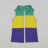 Green Yellow Purple Waistcoat Boys Mardi Gras Top