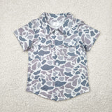 Gray Camo Pockets Boys Short Sleeve Top