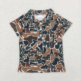 Green Brown Camo Beige Boys Short Sleeve Top
