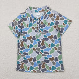 Green Brown Gray Camo Boys Short Sleeve Top