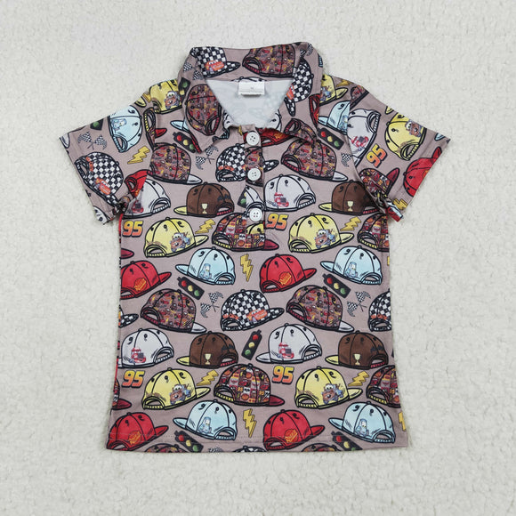Cartoon Car Cap Boys Short Sleeve Top