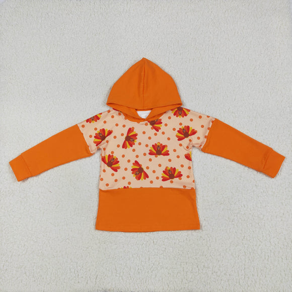 Turkey Polka Dots Orange Hoodie Boys Thanksgiving Top