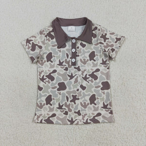 Duck Camo Brown Beige Boys Short Sleeve Top