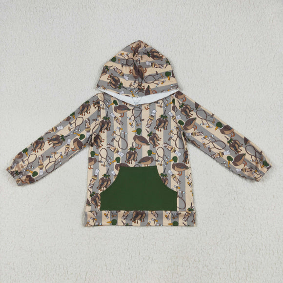 Duck Green Pocket Stripe Boys Hoodie Top
