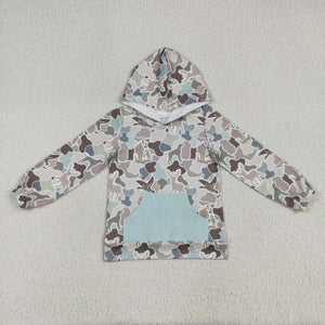 Duck Deer Camo Pocket Boys Hoodie Top