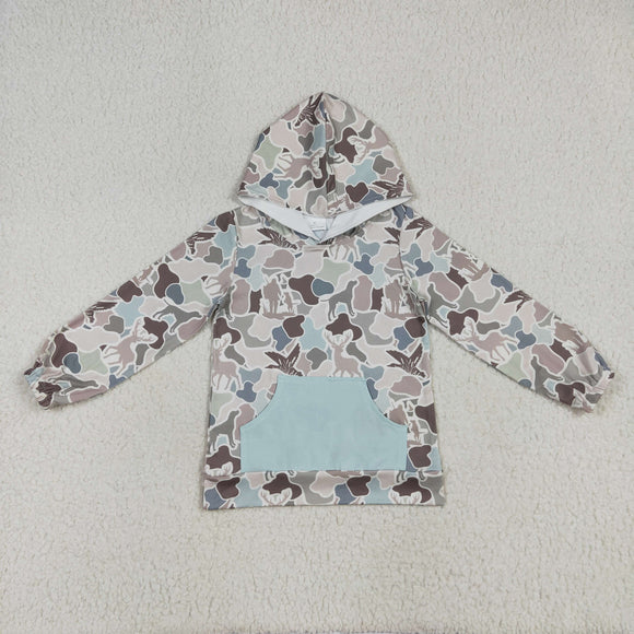 Duck Deer Camo Pocket Boys Hoodie Top