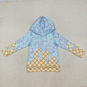 Waffle Ice Cream Sky Blue Boys Hoodie Top