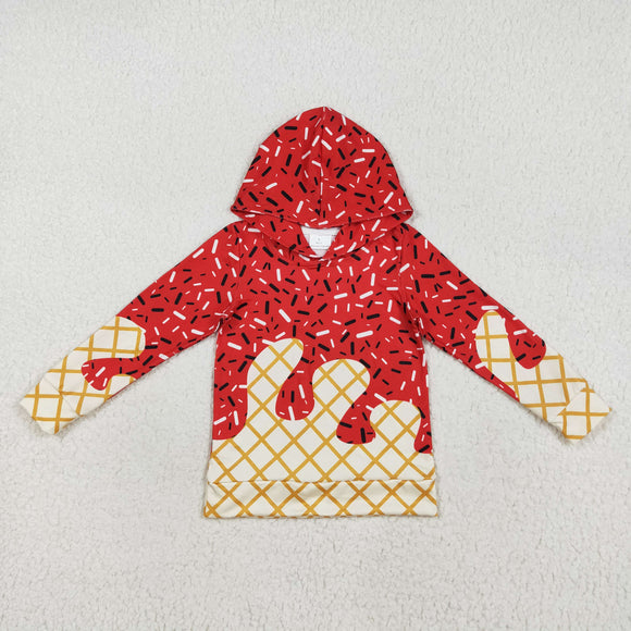 Waffle Ice Cream Red Boys Hoodie Top