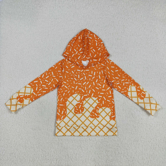 Waffle Ice Cream Orange Boys Hoodie Top