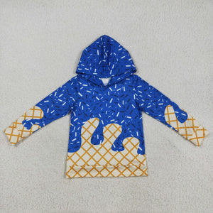 Waffle Ice Cream Blue Boys Hoodie Top