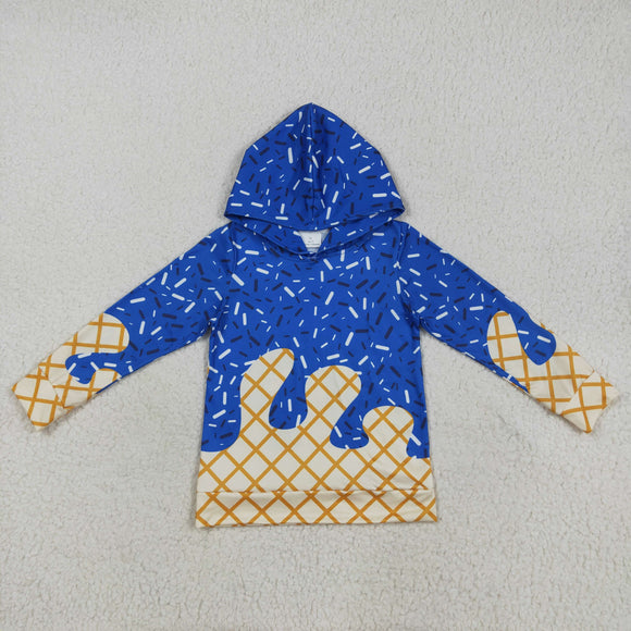 Waffle Ice Cream Blue Boys Hoodie Top