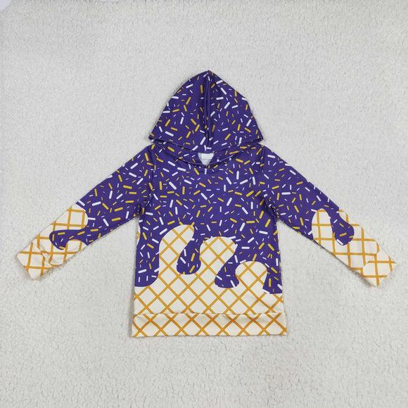 Waffle Ice Cream Purple Boys Hoodie Top