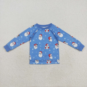 Santa Blue Boys Christmas Top