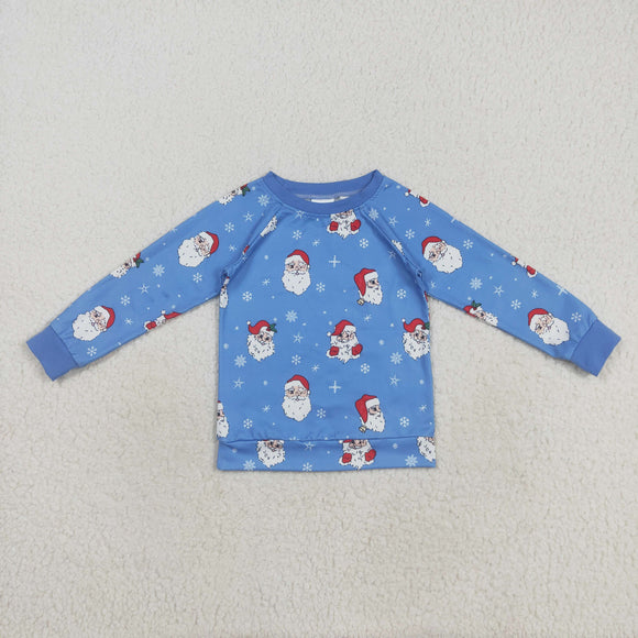 Santa Blue Boys Christmas Top