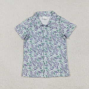 Gray Green Boys Short Sleeve Top
