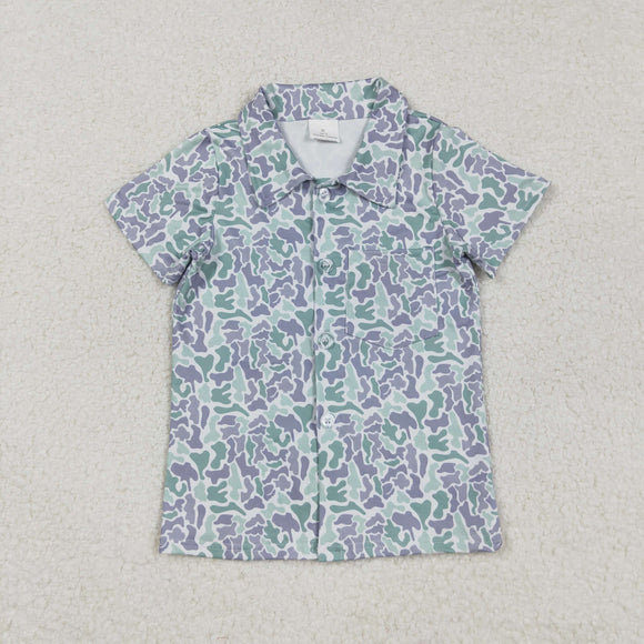 Gray Green Boys Short Sleeve Top