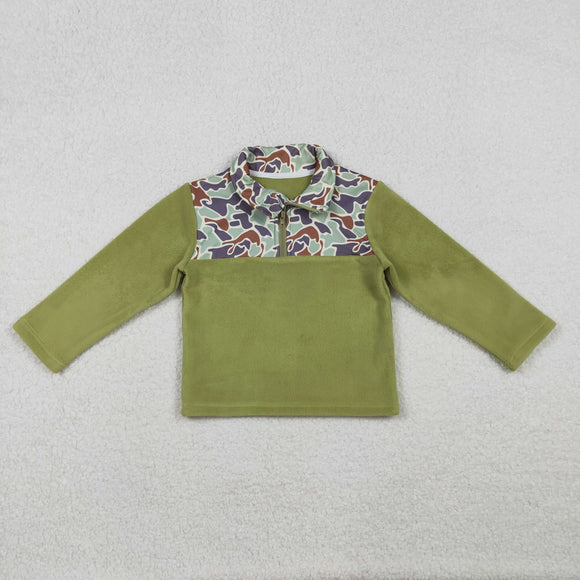 Camo Green Pullover Boys Plush Coat