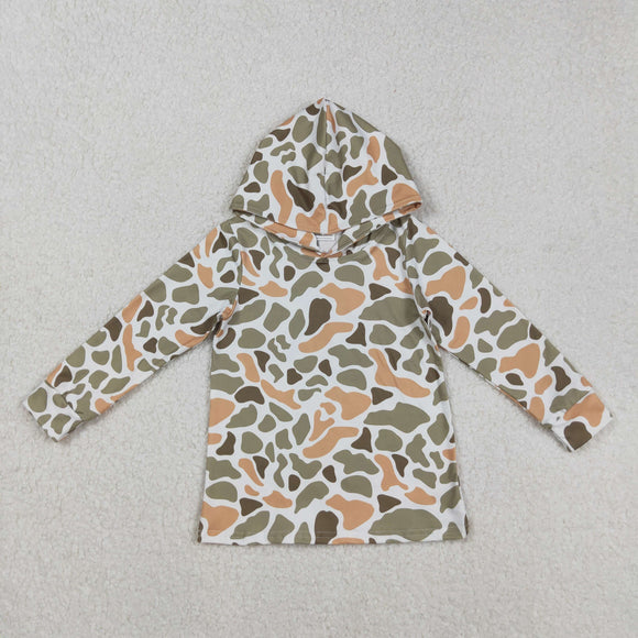 Camo Brown Green White Boys Hoodie Top