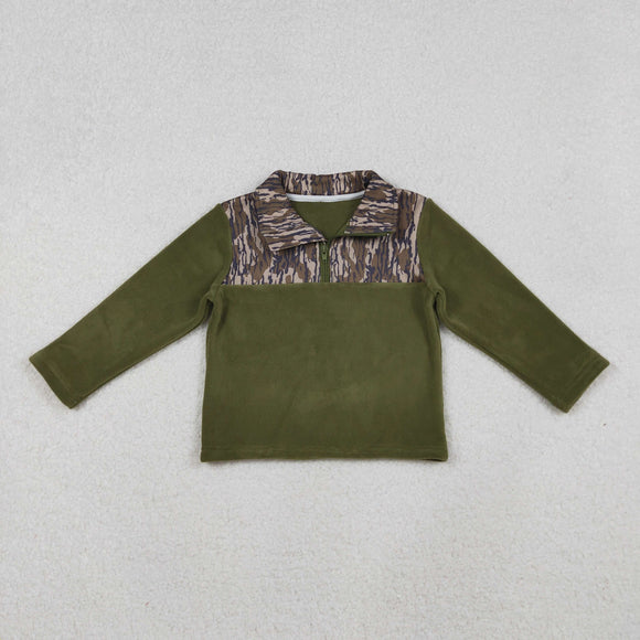 Camo Green Pullover Boys Plush Coat