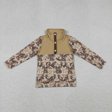 Deer Camo Polo Light Brown Boys Long Sleeve Top