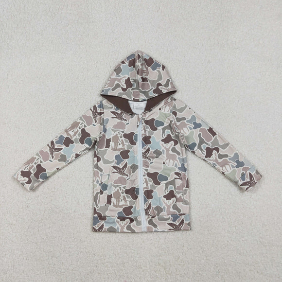 Kids Deer Dog Camo Zipper Mommy & Me Boys Hoodie Top