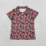 Kids G Baseball Team Black Red Camo Boys Short Sleeve Top