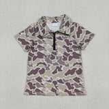 Camo Zipper Boys Short Sleeve Top