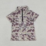 Camo Zipper Boys Short Sleeve Top