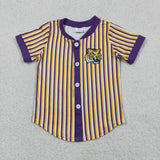 Team Yellow Purple Stripe Boys Short Sleeve Top