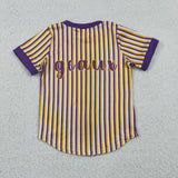 Team Yellow Purple Stripe Boys Short Sleeve Top