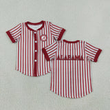 Team Red Gray Stripe Boys Short Sleeve Top