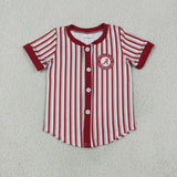 Team Red Gray Stripe Boys Short Sleeve Top